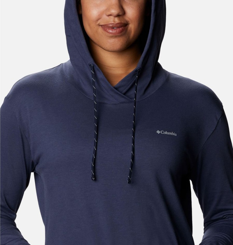 Navy Women's Columbia Sun Trek Pullover Hoodie | KGVJZ-2865