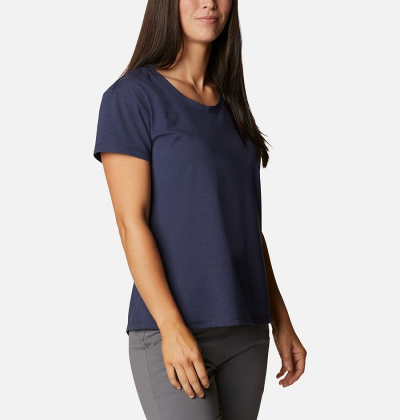 Navy Women's Columbia Sun Trek T-Shirt | FNOZD-6293