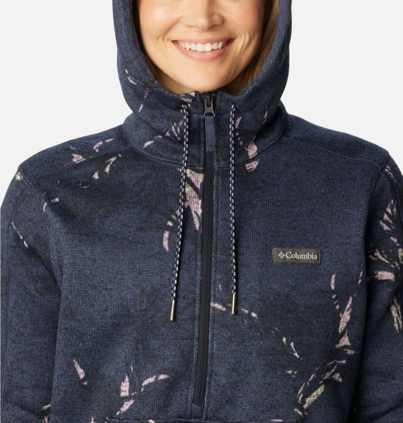 Navy Women's Columbia Sweater Weather Fleece Pullover Hoodie | INTBO-1298