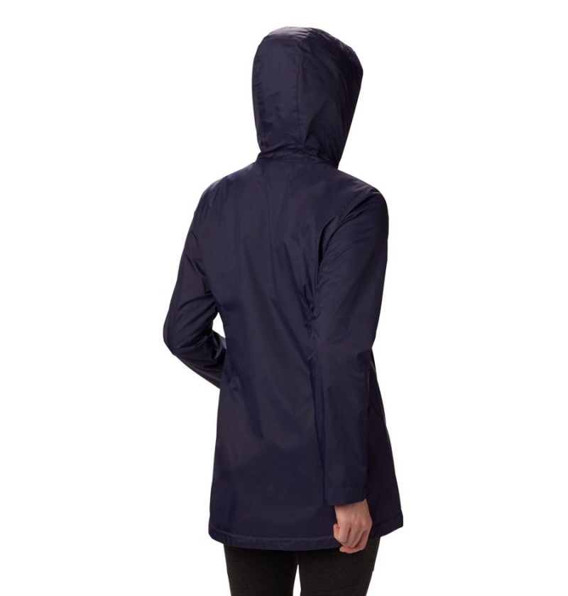 Navy Women's Columbia Switchback Lined Long Rain Jacket | BGPQM-7608