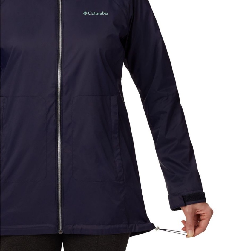 Navy Women's Columbia Switchback Lined Long Rain Jacket | BGPQM-7608