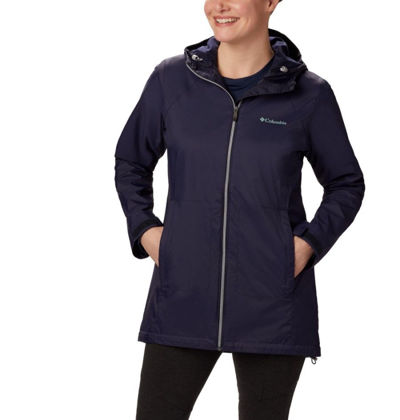 Navy Women\'s Columbia Switchback Lined Long Rain Jacket | BGPQM-7608