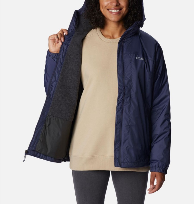 Navy Women's Columbia Switchback Sherpa Lined Rain Jacket | SGFHY-3408