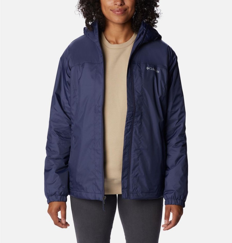 Navy Women's Columbia Switchback Sherpa Lined Rain Jacket | SGFHY-3408