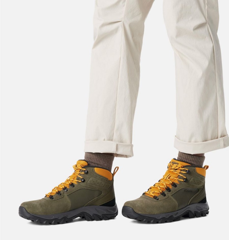 Olive Men's Columbia Newton Ridge Plus II Suede Waterproof Boot Hiking Shoes | PKOTY-5270