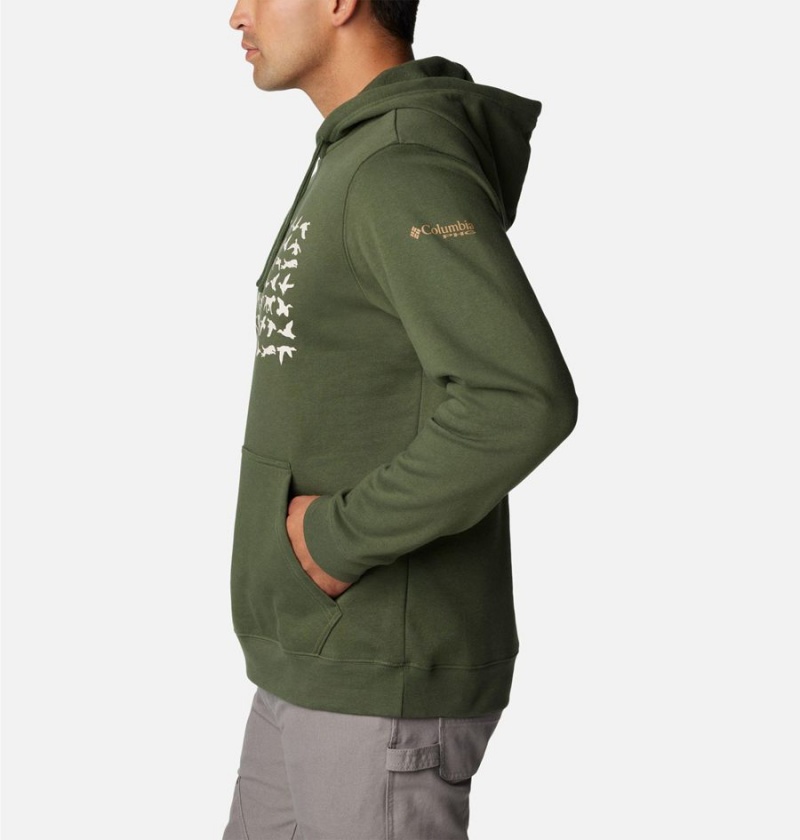 Olive Men's Columbia PHG Game Flag II Hoodie | UKVBX-5064