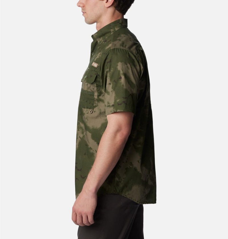 Olive Men's Columbia PHG Super Sharptail Short Sleeve Shirt | OHSMA-0213