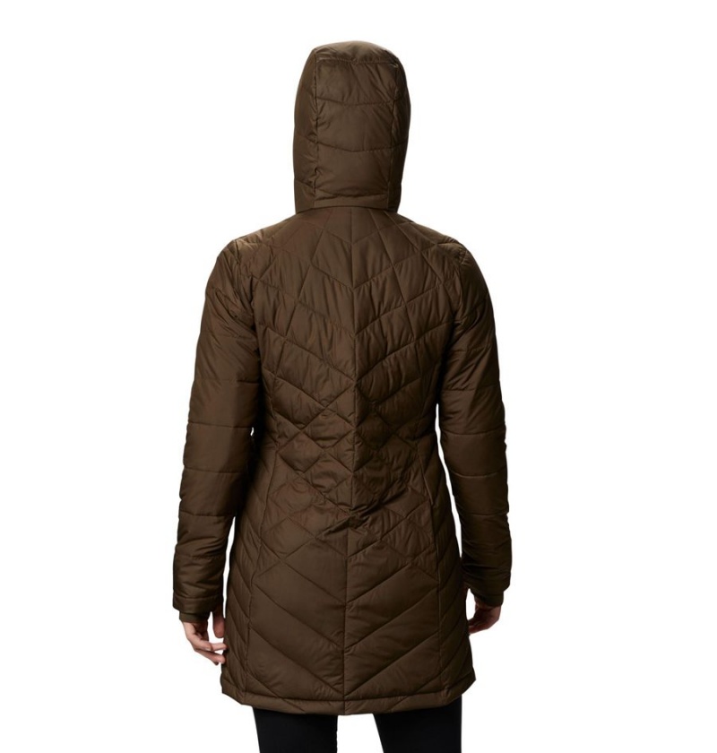 Olive Women's Columbia Heavenly Long Hooded Puffer Jacket | CMLDQ-4865