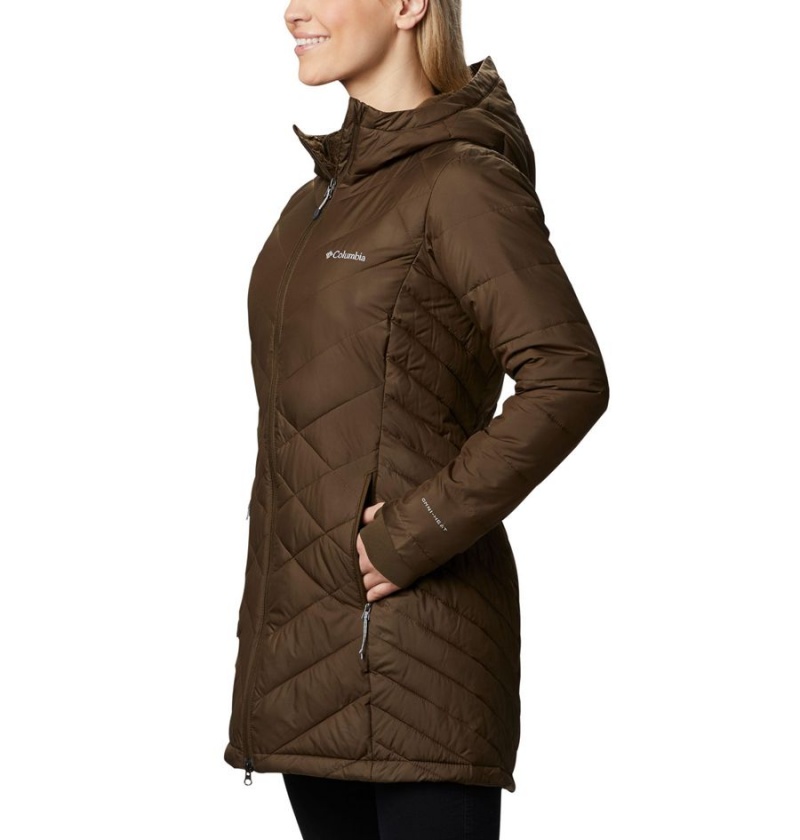 Olive Women's Columbia Heavenly Long Hooded Puffer Jacket | CMLDQ-4865