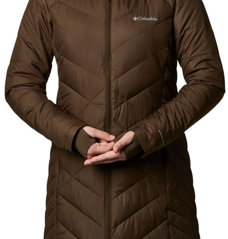 Olive Women's Columbia Heavenly Long Hooded Puffer Jacket | CMLDQ-4865