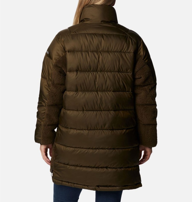 Olive Women's Columbia Leadbetter Point Long Puffer Jacket | BMWKH-3690