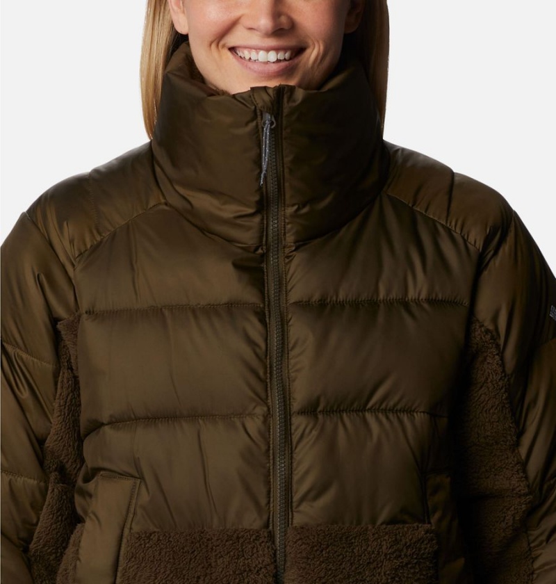 Olive Women's Columbia Leadbetter Point Long Puffer Jacket | BMWKH-3690