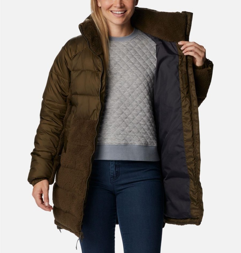 Olive Women's Columbia Leadbetter Point Long Puffer Jacket | BMWKH-3690