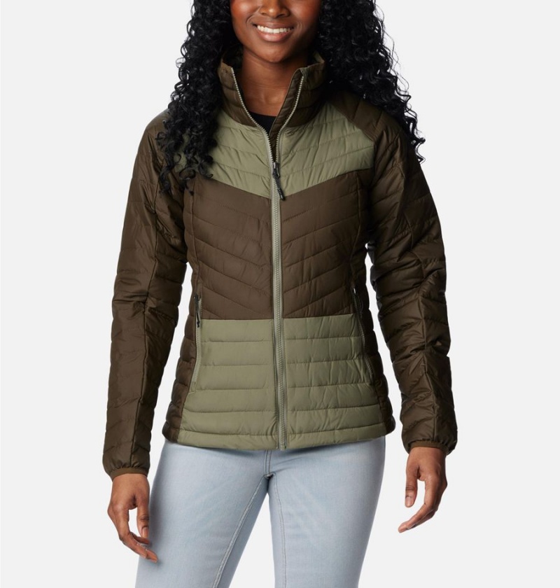 Olive Women\'s Columbia Powder Lite II Full Zip Puffer Jacket | ASBQC-0984