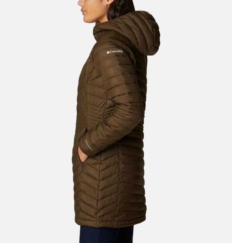 Olive Women's Columbia Powder Lite Mid Puffer Jacket | DCWHT-9312