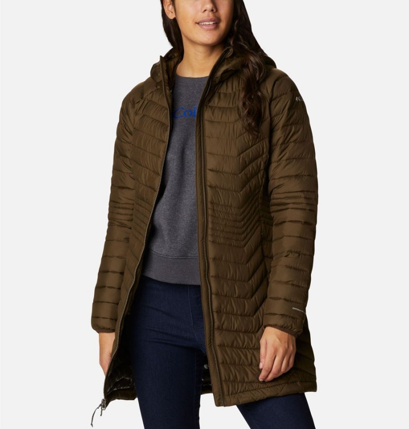 Olive Women's Columbia Powder Lite Mid Puffer Jacket | DCWHT-9312