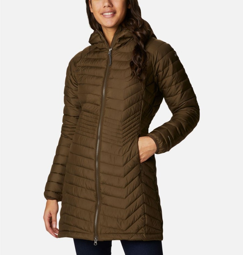 Olive Women\'s Columbia Powder Lite Mid Puffer Jacket | DCWHT-9312