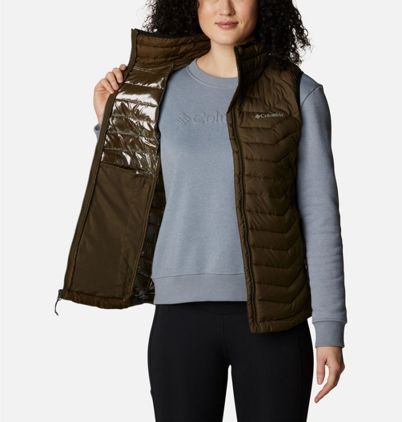 Olive Women's Columbia Powder Lite Vest | NGKJP-7013