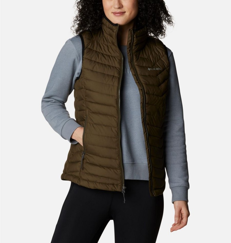 Olive Women's Columbia Powder Lite Vest | NGKJP-7013