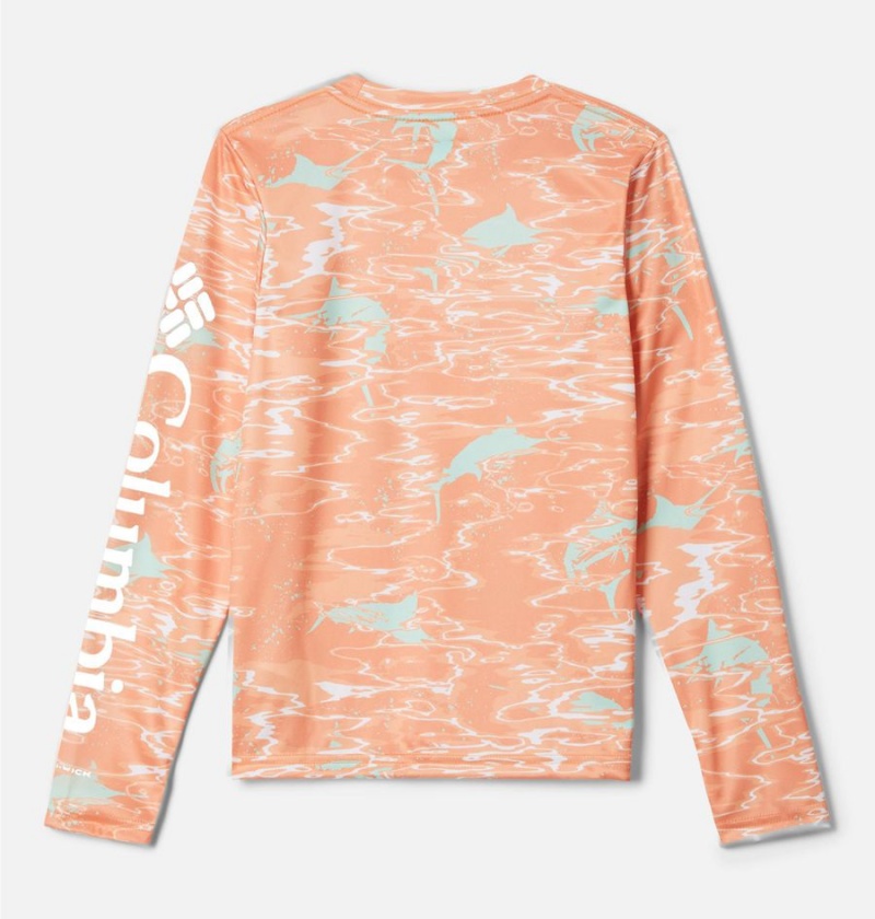 Orange Kids' Columbia PFG Super Terminal Tackle Long Sleeve T-Shirt | DGEPX-1729