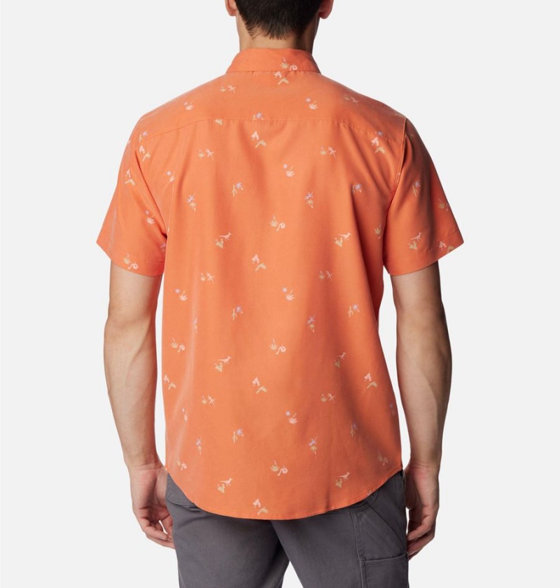 Orange Men's Columbia Captree Island Short Sleeve Shirt | ARQMN-0487