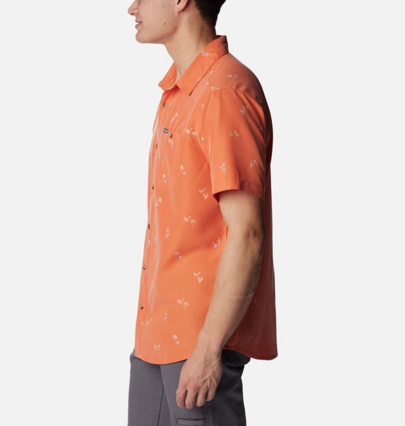 Orange Men's Columbia Captree Island Short Sleeve Shirt | ARQMN-0487