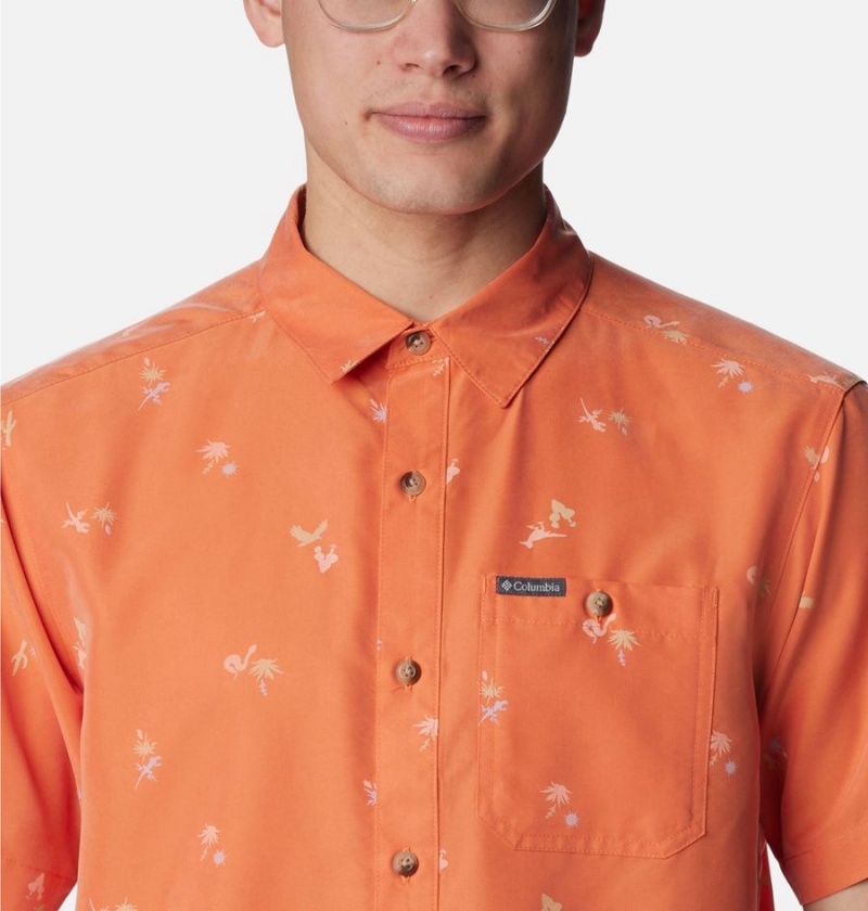 Orange Men's Columbia Captree Island Short Sleeve Shirt | ARQMN-0487