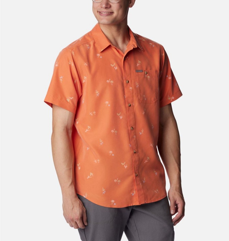 Orange Men's Columbia Captree Island Short Sleeve Shirt | ARQMN-0487