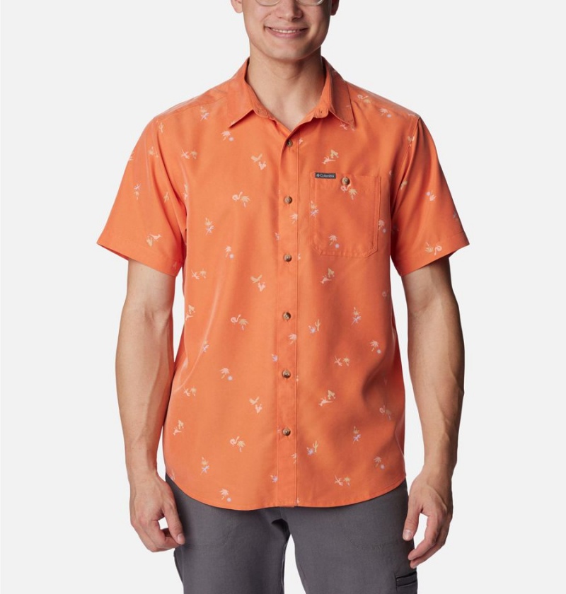 Orange Men\'s Columbia Captree Island Short Sleeve Shirt | ARQMN-0487