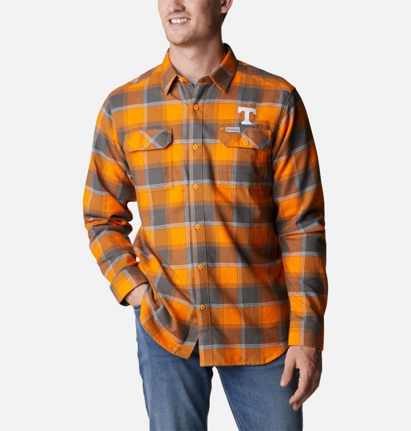 Orange Men's Columbia Collegiate Flare Gun Flannel Long Sleeve - Tennessee Shirt | EPXDJ-7239