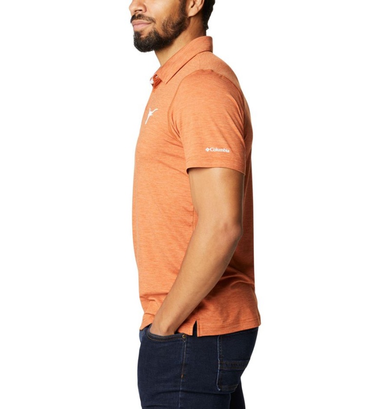 Orange Men's Columbia Collegiate Tech Trail - Texas Polo Shirt | GSWTH-5234