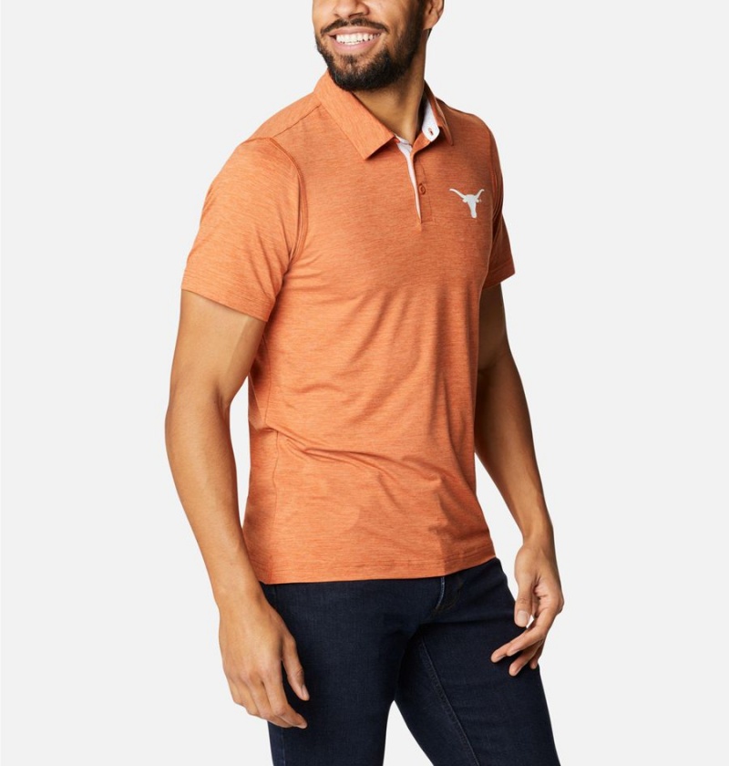 Orange Men's Columbia Collegiate Tech Trail - Texas Polo Shirt | GSWTH-5234