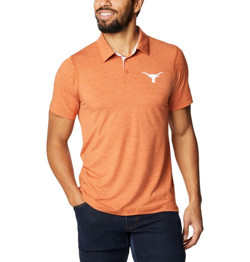 Orange Men\'s Columbia Collegiate Tech Trail - Texas Polo Shirt | GSWTH-5234