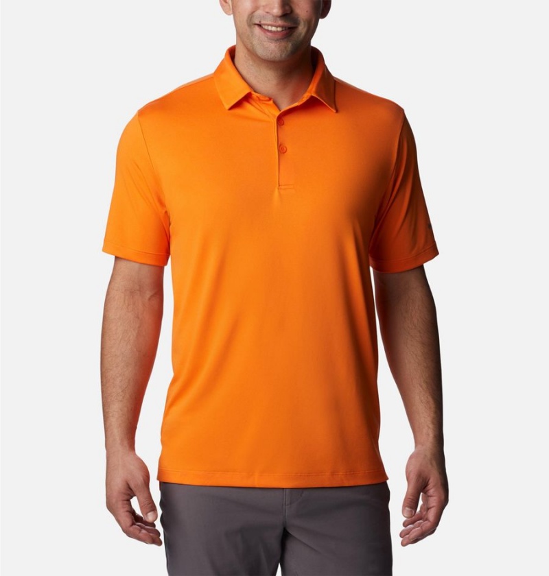 Orange Men\'s Columbia Drive Golf Polo Shirt | DJCVP-9483