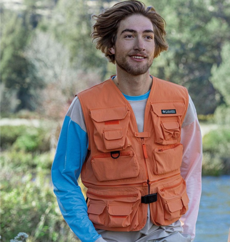 Orange Men's Columbia Field Creek Big Horn Vest | JOZHI-4235