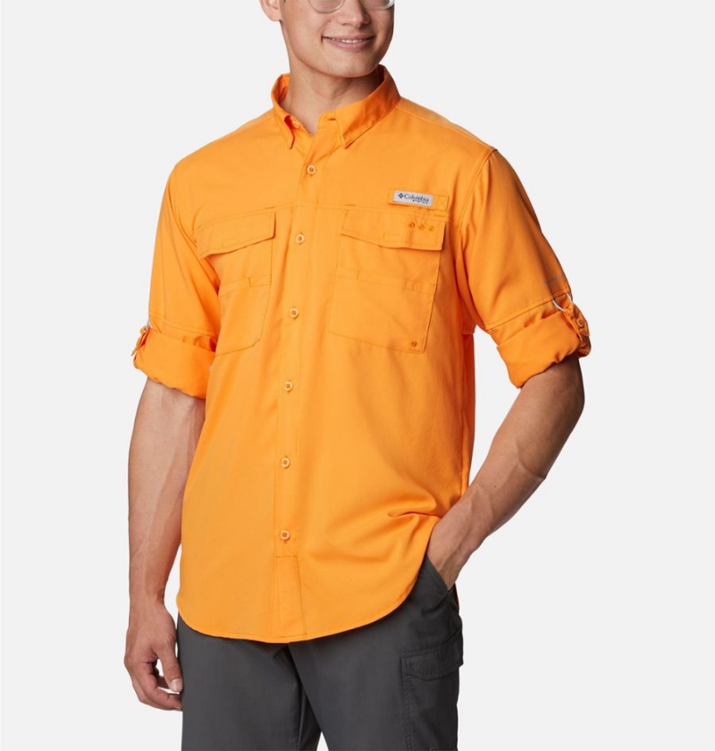 Orange Men's Columbia PFG Blood and Guts IV Woven Long Sleeve Shirt | VSYUO-8214