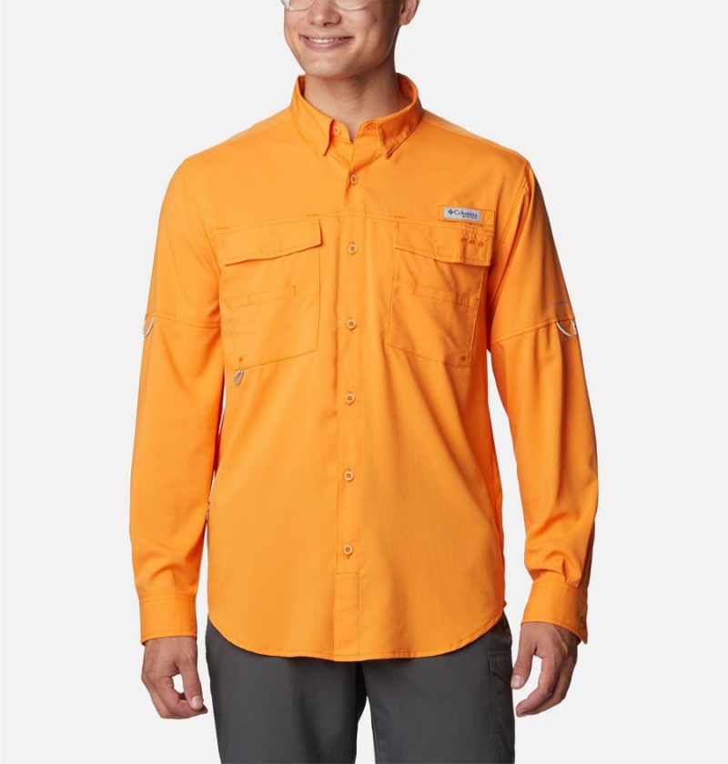 Orange Men\'s Columbia PFG Blood and Guts IV Woven Long Sleeve Shirt | VSYUO-8214