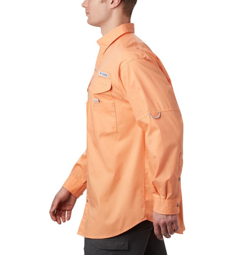 Orange Men's Columbia PFG Bonehead Long Sleeve Shirt | YWMQN-0329