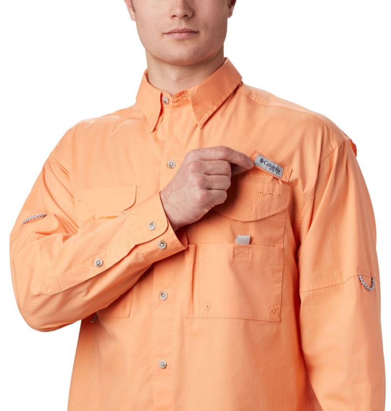 Orange Men's Columbia PFG Bonehead Long Sleeve Shirt | YWMQN-0329