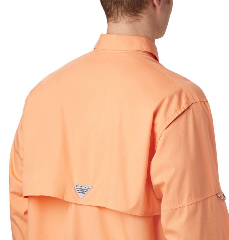 Orange Men's Columbia PFG Bonehead Long Sleeve Shirt | YWMQN-0329