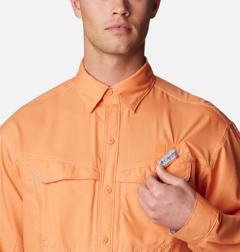 Orange Men's Columbia PFG Low Drag Offshore Long Sleeve Shirt | CIDMV-5683