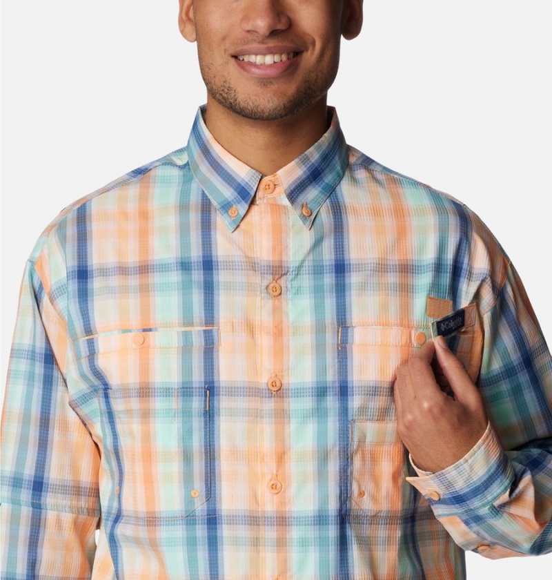 Orange Men's Columbia PFG Super Tamiami Long Sleeve Shirt | XUBQF-0372