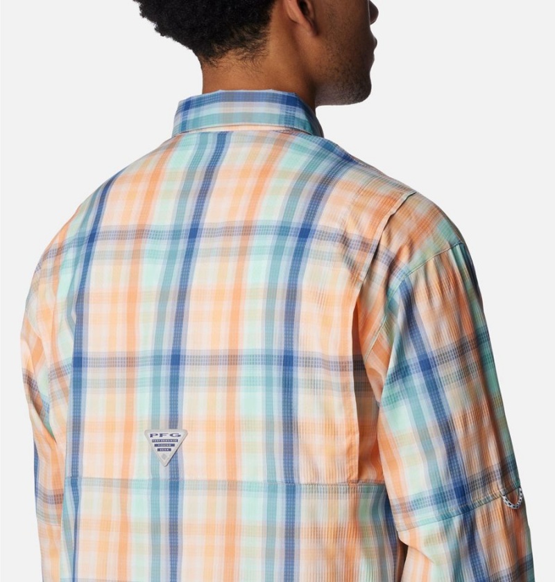 Orange Men's Columbia PFG Super Tamiami Long Sleeve Shirt | XUBQF-0372