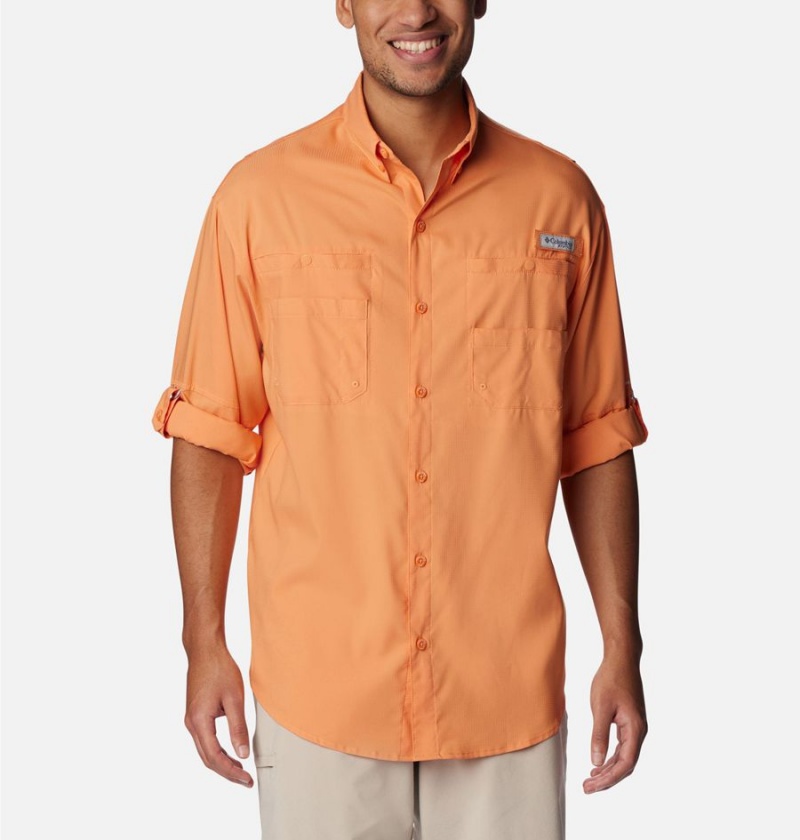 Orange Men's Columbia PFG Tamiami II Long Sleeve Shirt | LERBJ-4791