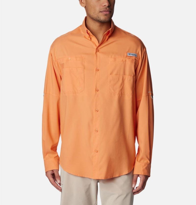 Orange Men\'s Columbia PFG Tamiami II Long Sleeve Shirt | LERBJ-4791