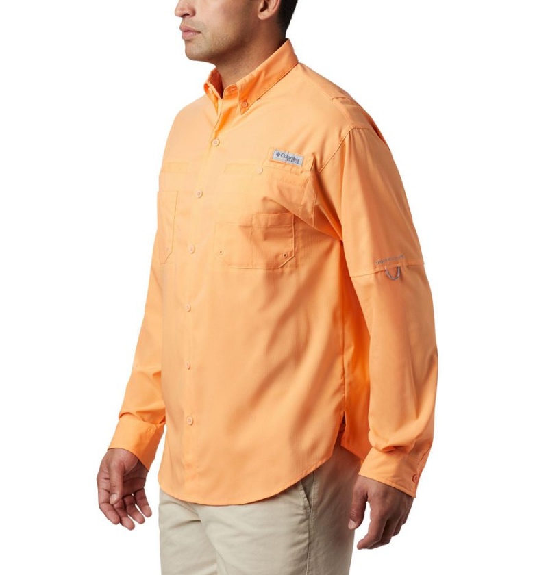 Orange Men's Columbia PFG Tamiami II Long Sleeve Shirt | FKORN-0783