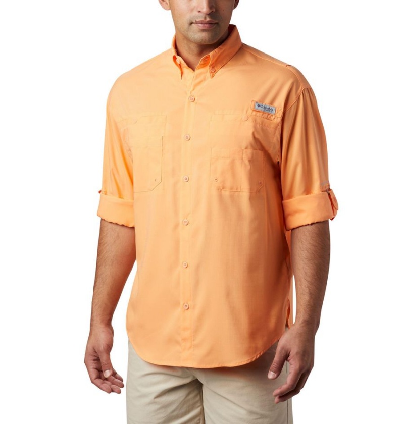 Orange Men's Columbia PFG Tamiami II Long Sleeve Shirt | FKORN-0783