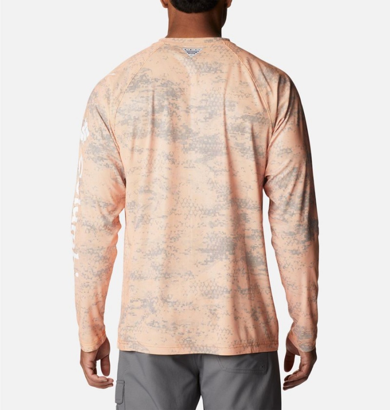 Orange Men's Columbia PFG Terminal Deflector Printed Long Sleeve T-Shirt | LETYH-6927