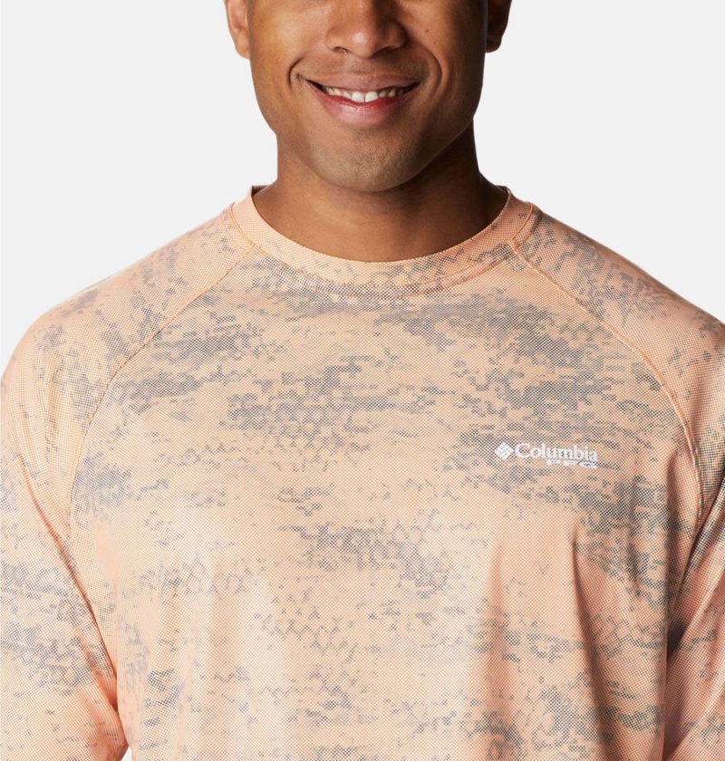 Orange Men's Columbia PFG Terminal Deflector Printed Long Sleeve T-Shirt | LETYH-6927