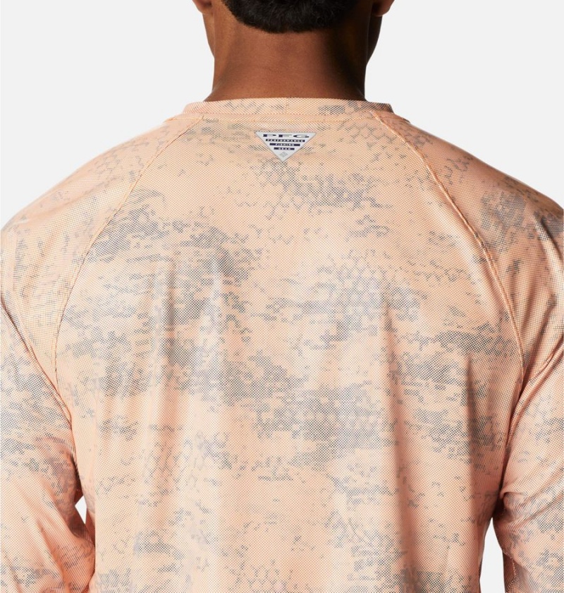 Orange Men's Columbia PFG Terminal Deflector Printed Long Sleeve T-Shirt | LETYH-6927